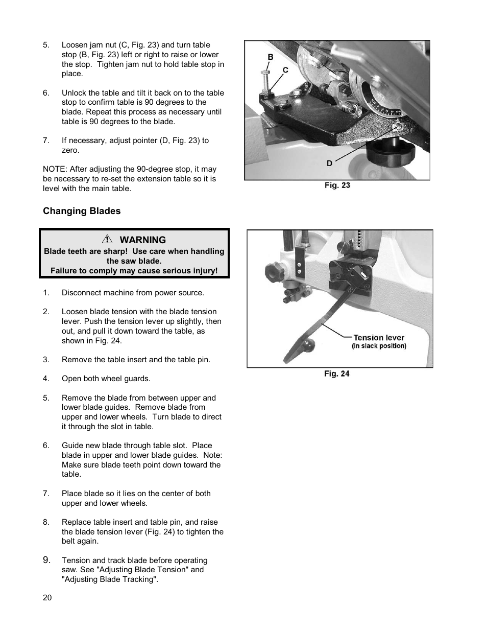Powermatic WMH TOOL GROUP PWBS14 User Manual | Page 20 / 40