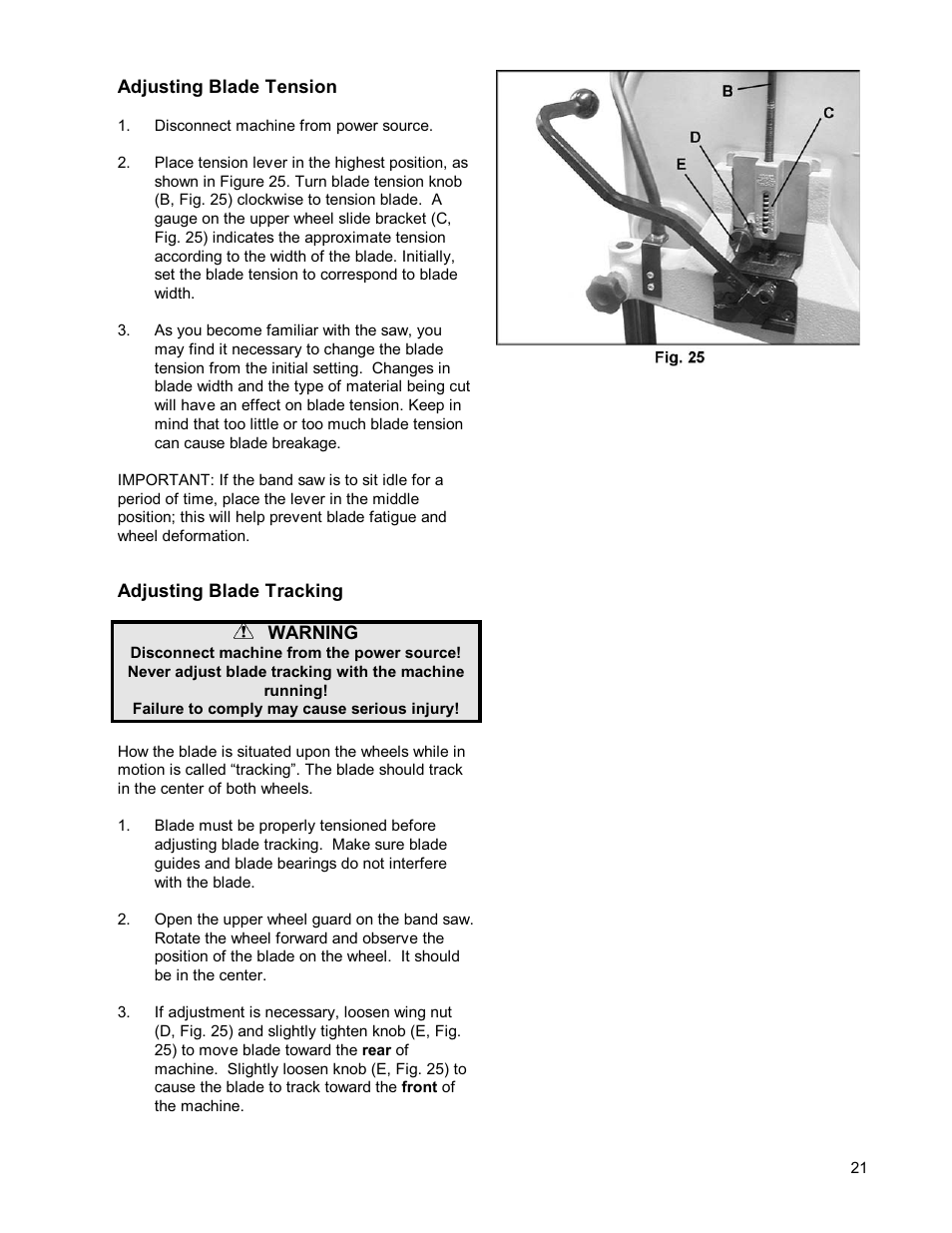 Powermatic WMH TOOL GROUP PWBS14 User Manual | Page 21 / 40