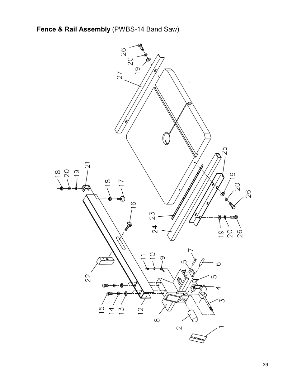 Powermatic WMH TOOL GROUP PWBS14 User Manual | Page 39 / 40