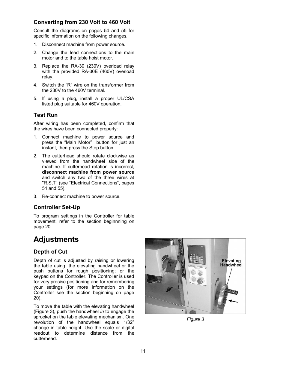 Adjustments | Powermatic WP2510 User Manual | Page 11 / 56