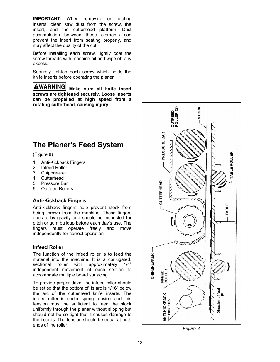 The planer’s feed system | Powermatic WP2510 User Manual | Page 13 / 56