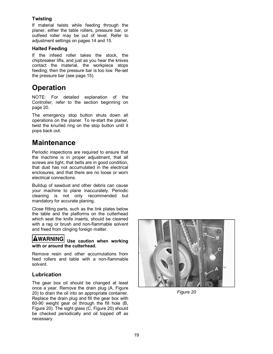 Operation, Maintenance | Powermatic WP2510 User Manual | Page 19 / 56