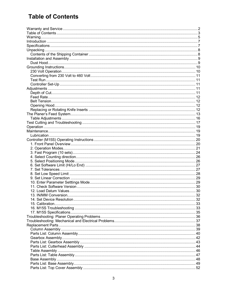 Powermatic WP2510 User Manual | Page 3 / 56