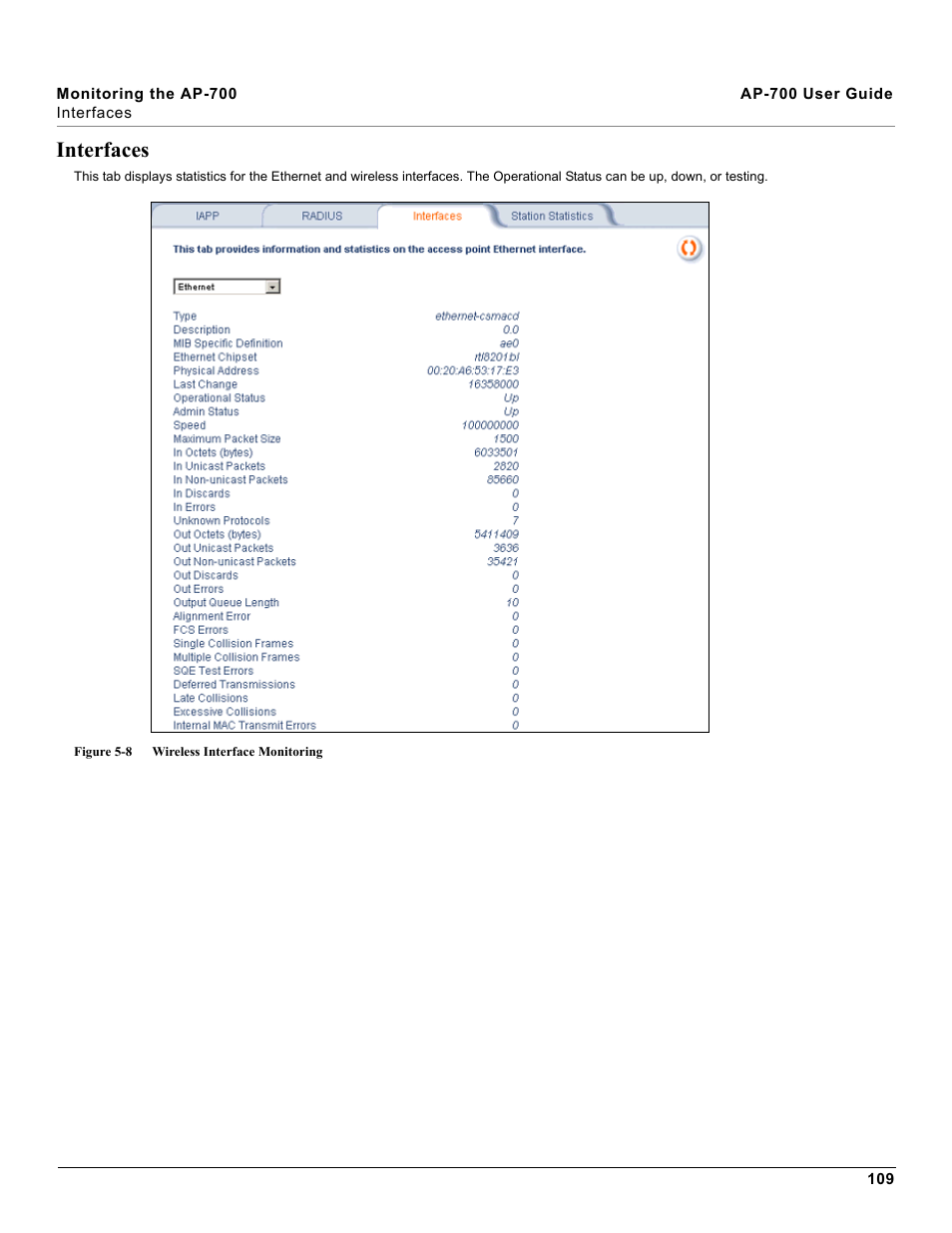 Interfaces | Proxim ORiNOCO AP-700 User Manual | Page 109 / 242