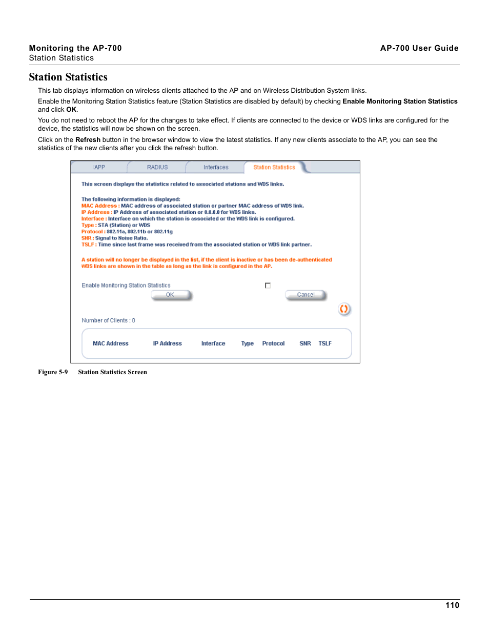 Station statistics | Proxim ORiNOCO AP-700 User Manual | Page 110 / 242