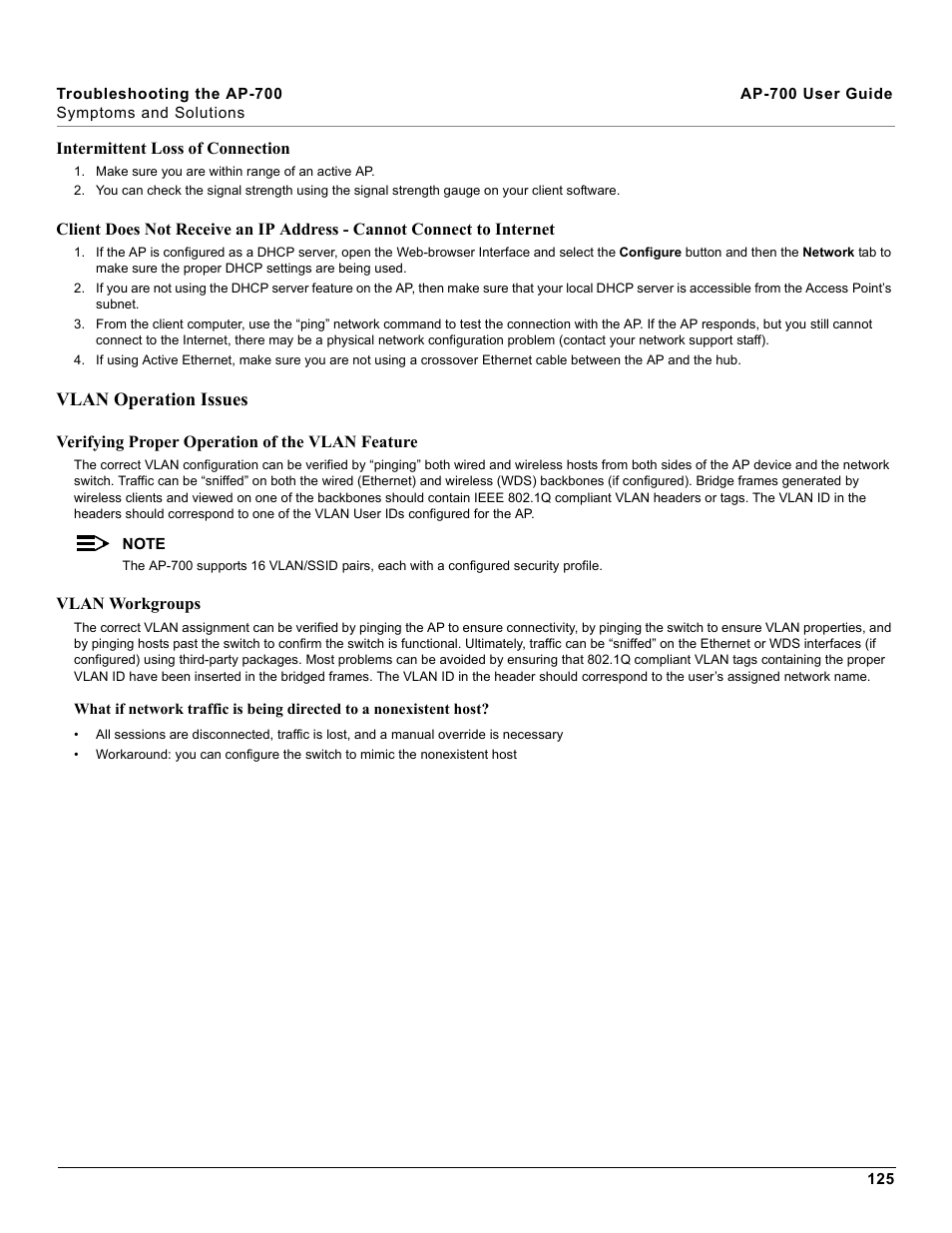 Vlan operation issues | Proxim ORiNOCO AP-700 User Manual | Page 125 / 242
