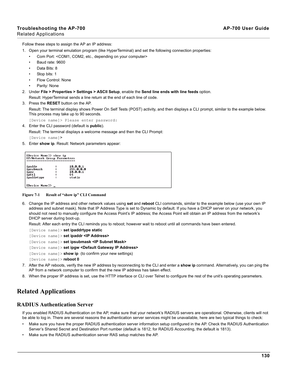 Related applications, Radius authentication server | Proxim ORiNOCO AP-700 User Manual | Page 130 / 242