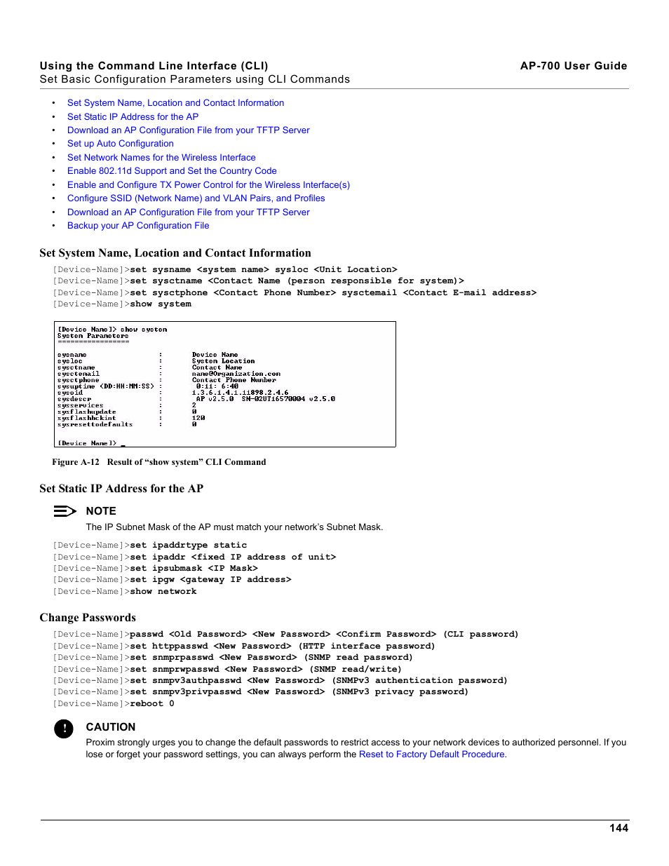 Change, Passwords | Proxim ORiNOCO AP-700 User Manual | Page 144 / 242