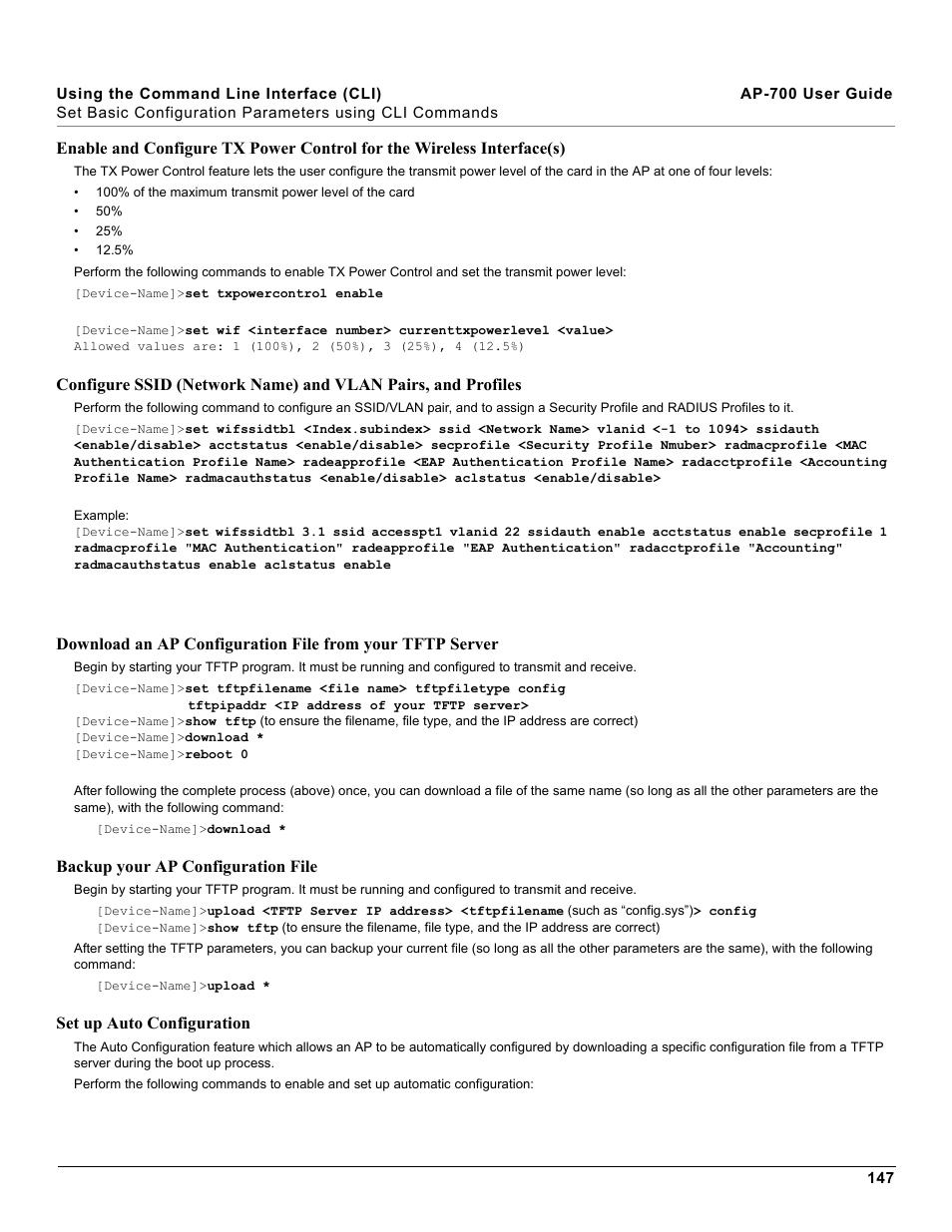 Set up auto configuration, Backup your ap configuration file | Proxim ORiNOCO AP-700 User Manual | Page 147 / 242