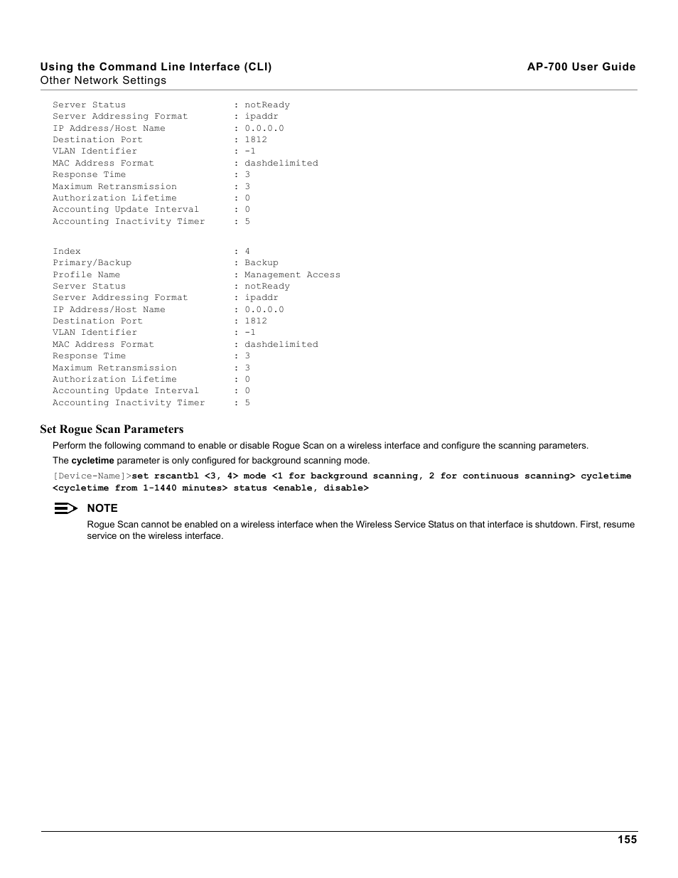 Set rogue scan parameters | Proxim ORiNOCO AP-700 User Manual | Page 155 / 242