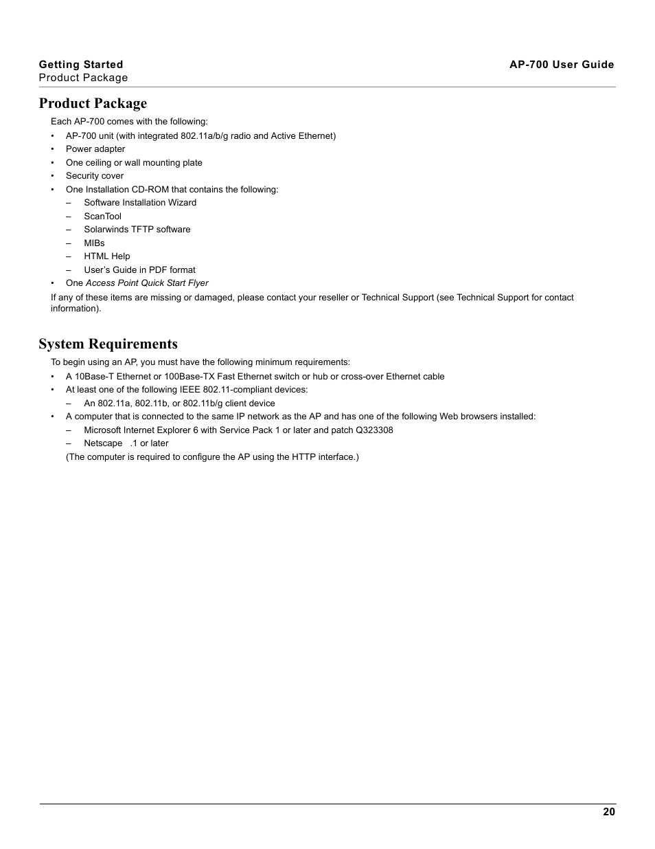 Product package, System requirements, Product package system requirements | Proxim ORiNOCO AP-700 User Manual | Page 20 / 242