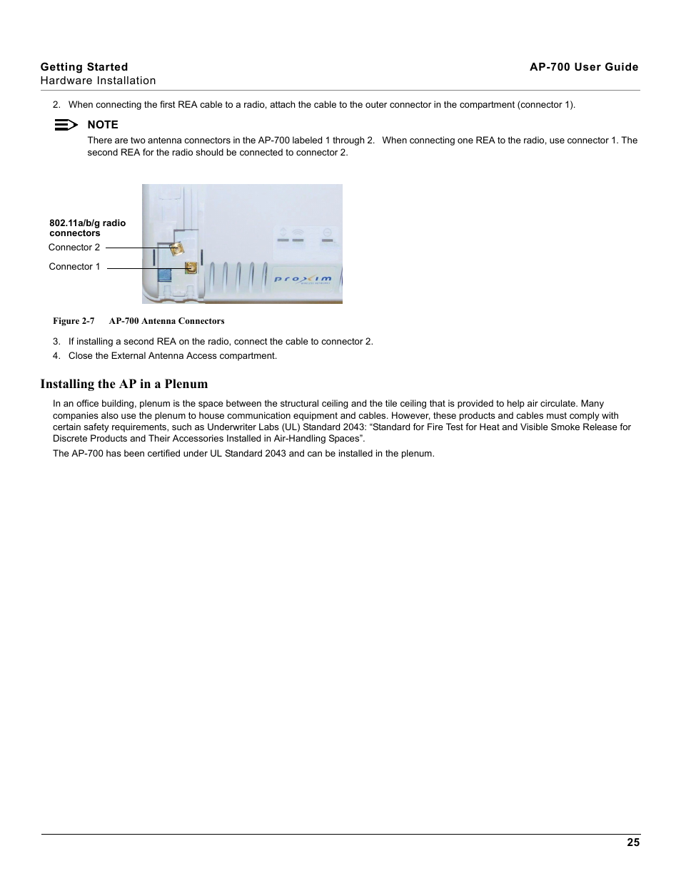 Installing the ap in a plenum | Proxim ORiNOCO AP-700 User Manual | Page 25 / 242