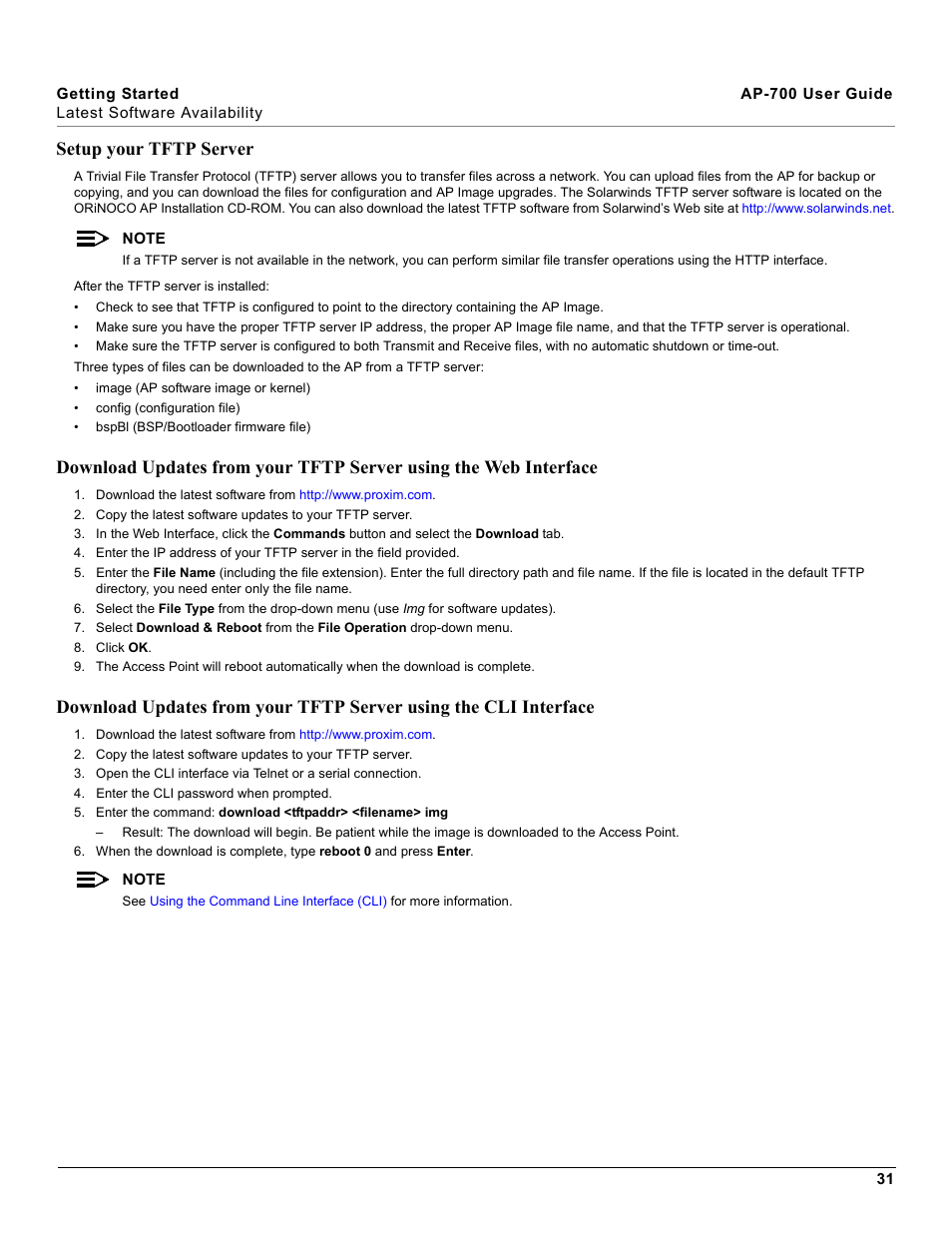 Setup your tftp server | Proxim ORiNOCO AP-700 User Manual | Page 31 / 242