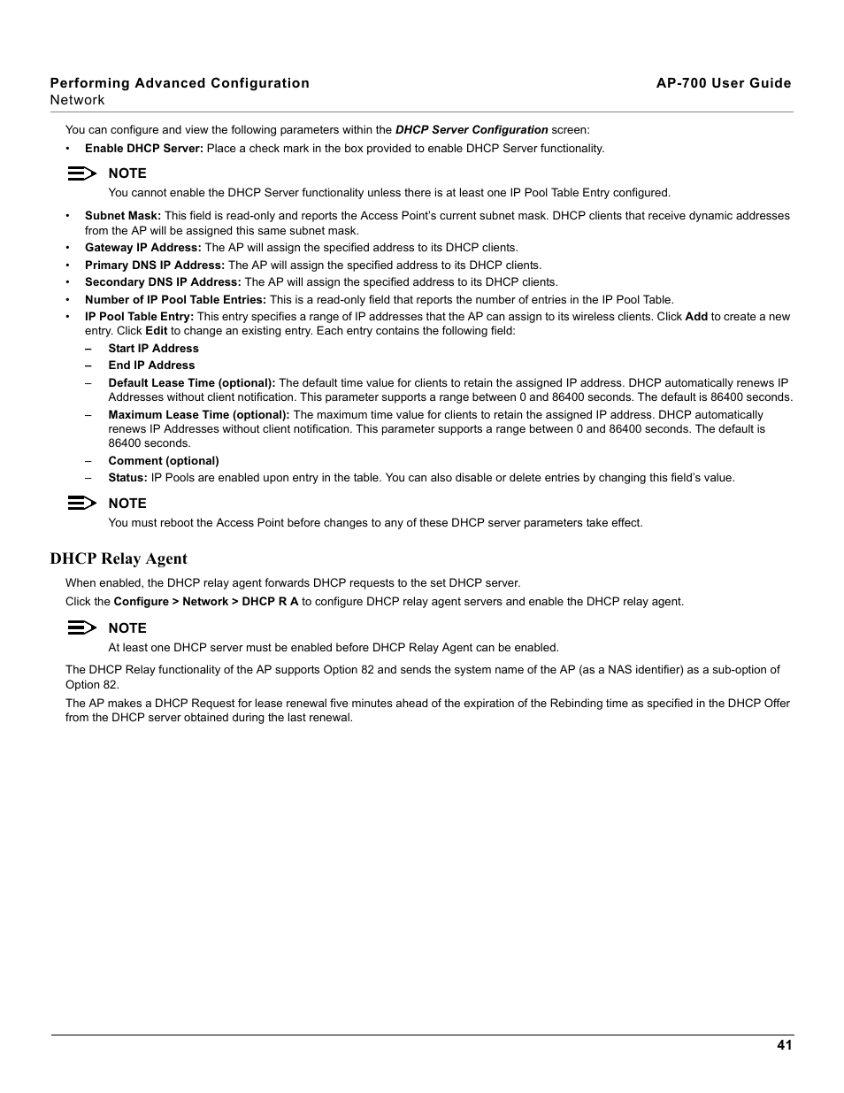 Dhcp relay agent | Proxim ORiNOCO AP-700 User Manual | Page 41 / 242