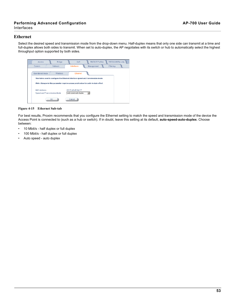 Ethernet | Proxim ORiNOCO AP-700 User Manual | Page 53 / 242