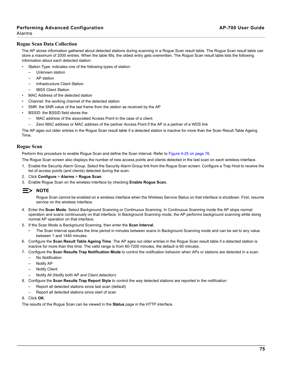 Rogue scan data collection rogue scan, Rogue scan data collection, Rogue scan | Proxim ORiNOCO AP-700 User Manual | Page 75 / 242