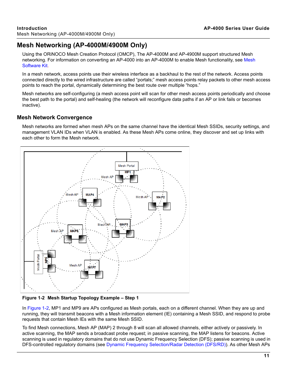 Mesh networking (ap-4000m/4900m only), Mesh network convergence | Proxim AP-4000 User Manual | Page 11 / 235