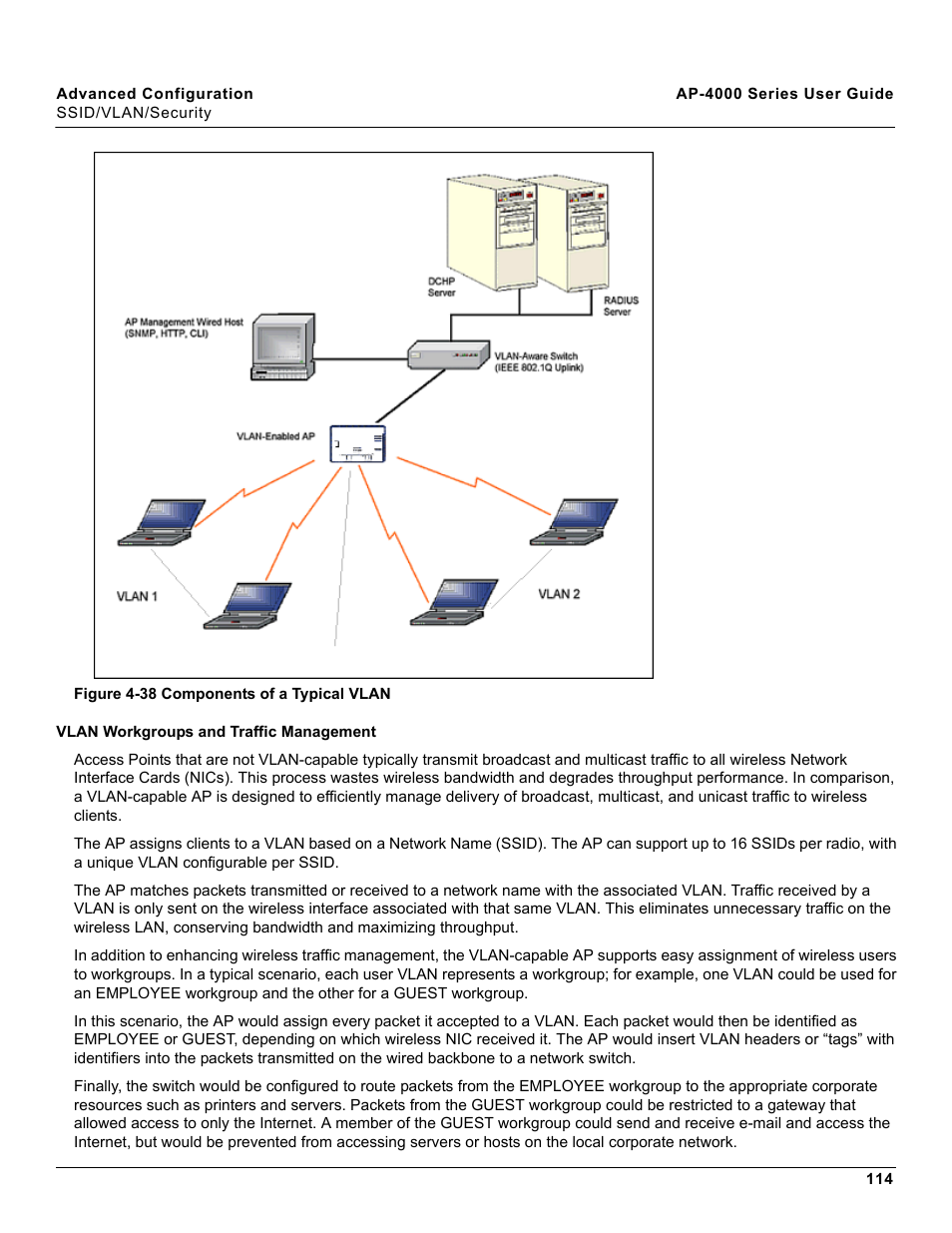 Vlan workgroups and traffic management | Proxim AP-4000 User Manual | Page 114 / 235
