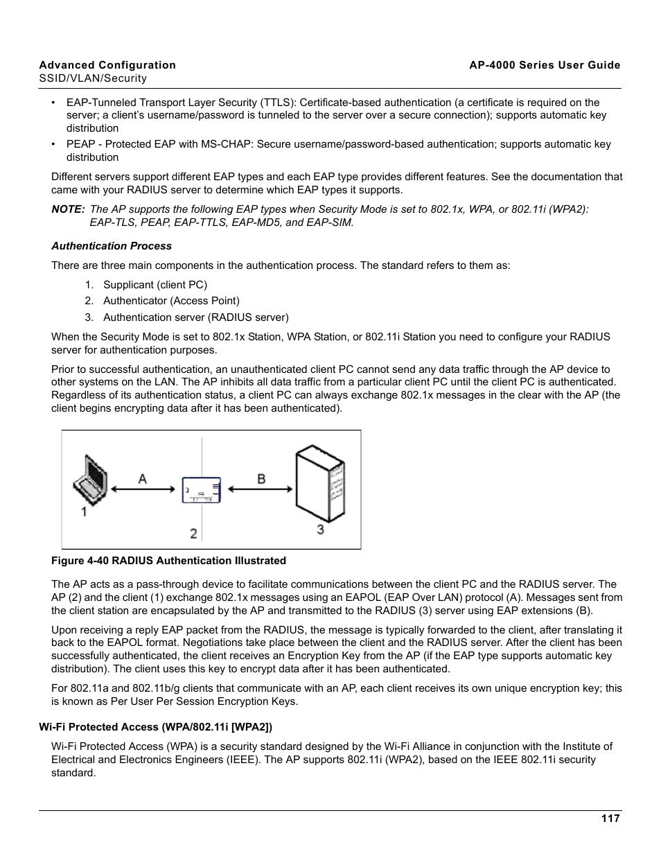 Wi-fi protected access (wpa/802.11i [wpa2]) | Proxim AP-4000 User Manual | Page 117 / 235