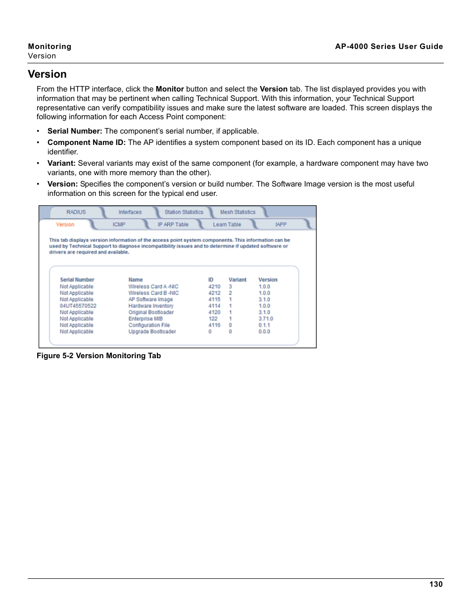 Version | Proxim AP-4000 User Manual | Page 130 / 235