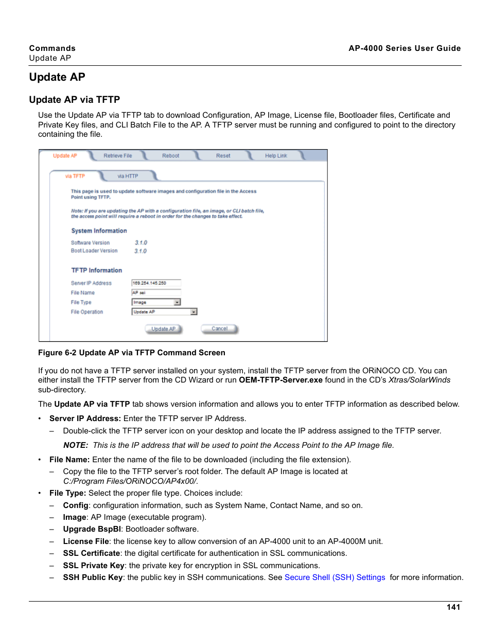 Update ap, Update ap via tftp | Proxim AP-4000 User Manual | Page 141 / 235