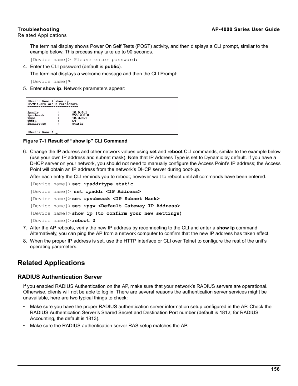 Related applications, Radius authentication server | Proxim AP-4000 User Manual | Page 156 / 235