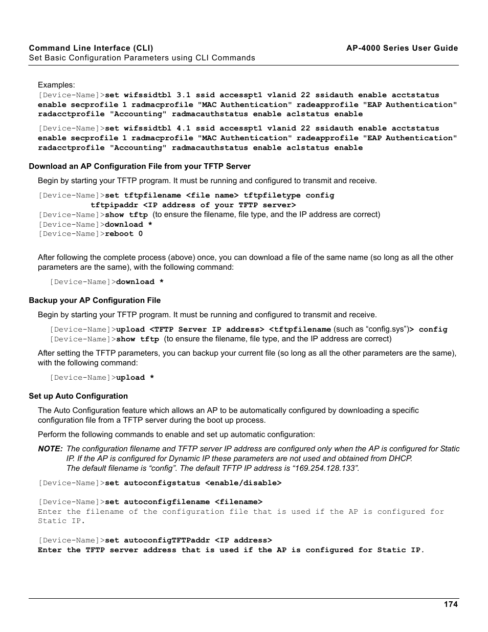 Backup your ap configuration file, Set up auto configuration | Proxim AP-4000 User Manual | Page 174 / 235