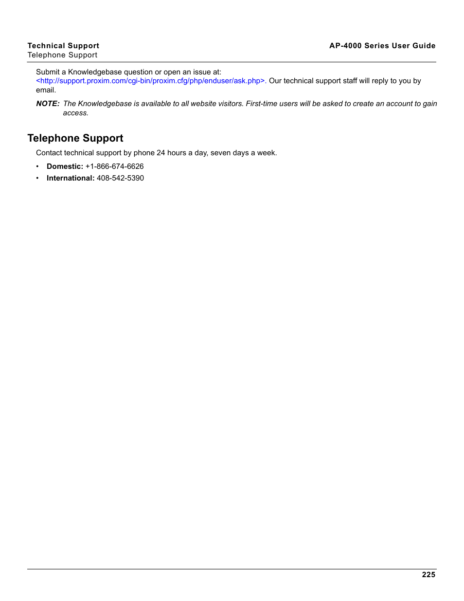 Telephone support | Proxim AP-4000 User Manual | Page 225 / 235