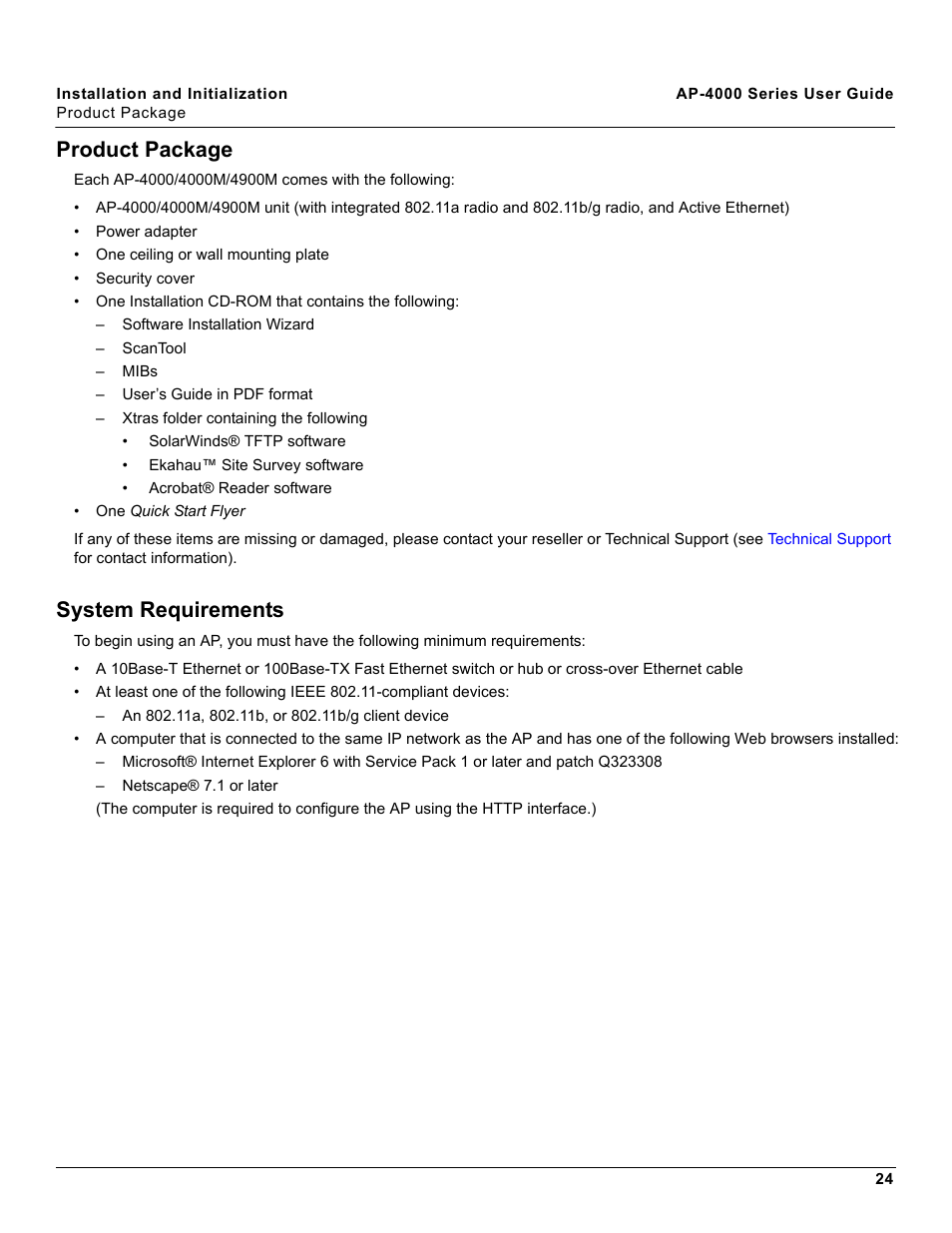 Product package, System requirements, Product package system requirements | Proxim AP-4000 User Manual | Page 24 / 235