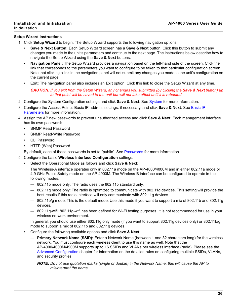Setup wizard instructions | Proxim AP-4000 User Manual | Page 36 / 235