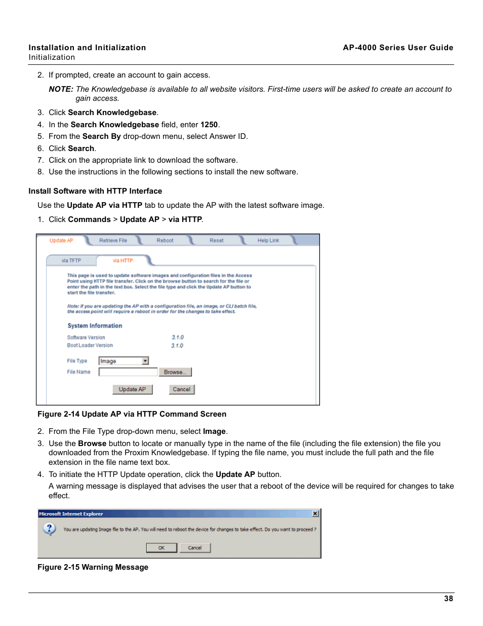 Install software with http interface | Proxim AP-4000 User Manual | Page 38 / 235