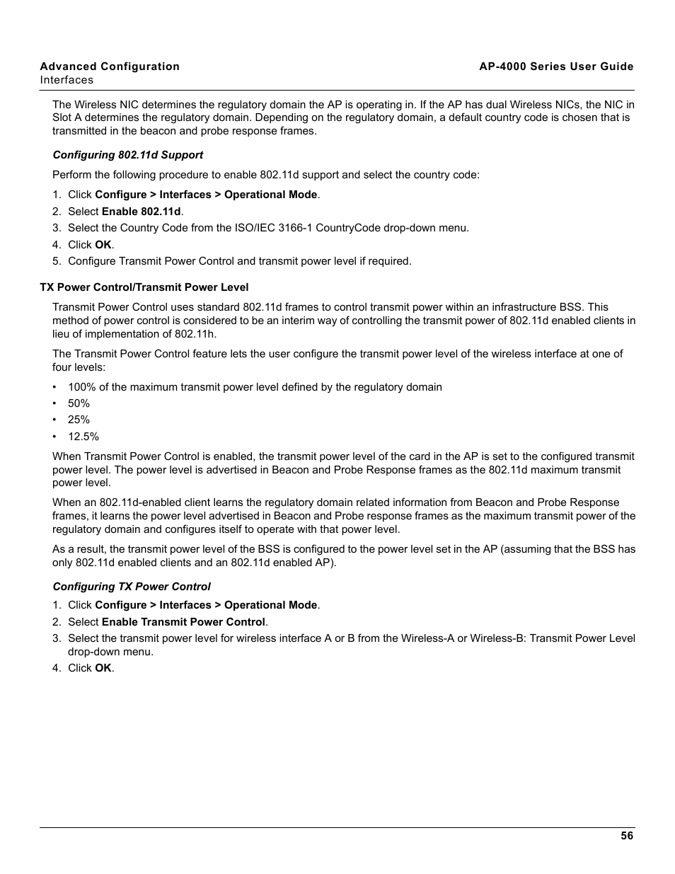Tx power control/transmit power level | Proxim AP-4000 User Manual | Page 56 / 235