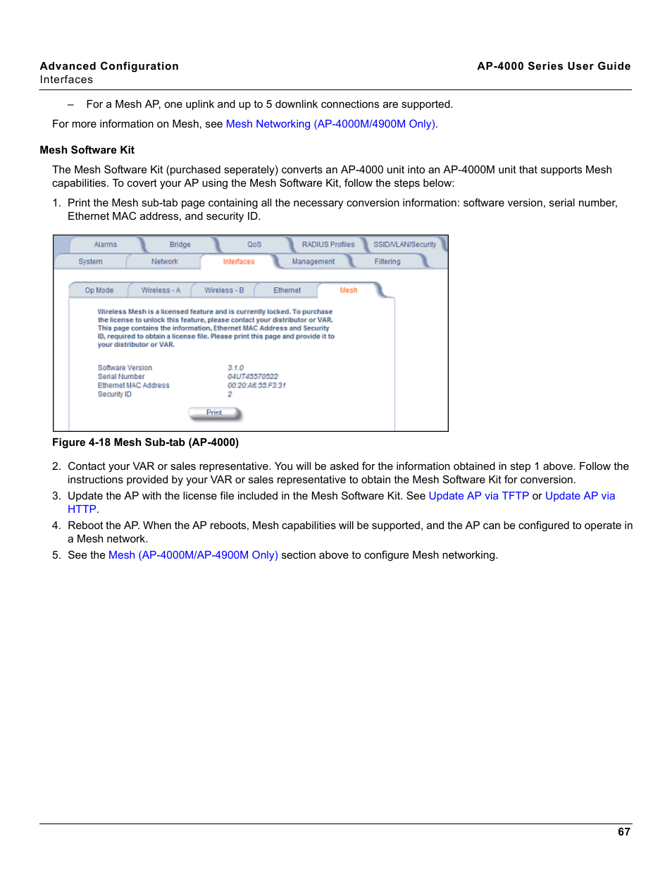 Mesh software kit, Mesh, Software kit | Bilities, see | Proxim AP-4000 User Manual | Page 67 / 235