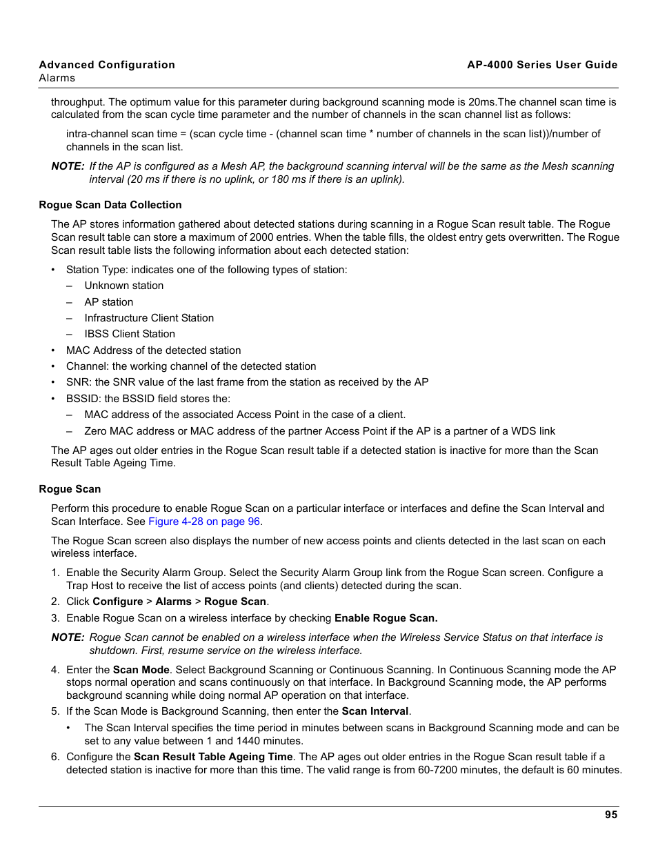 Rogue scan data collection, Rogue scan | Proxim AP-4000 User Manual | Page 95 / 235