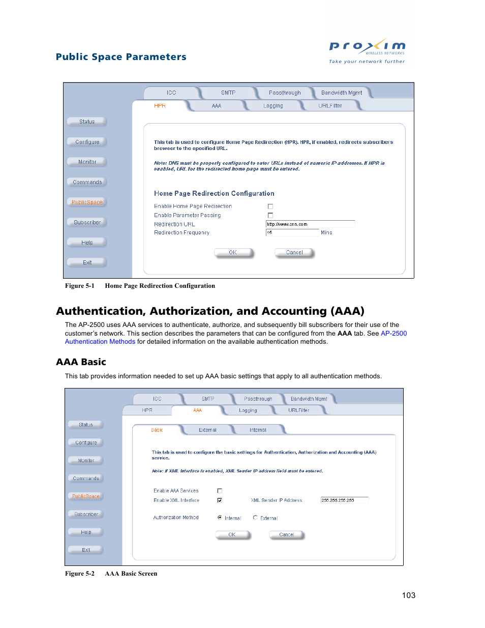 Aaa basic, Public space parameters | Proxim ORiNOCO AP-2500 User Manual | Page 103 / 250