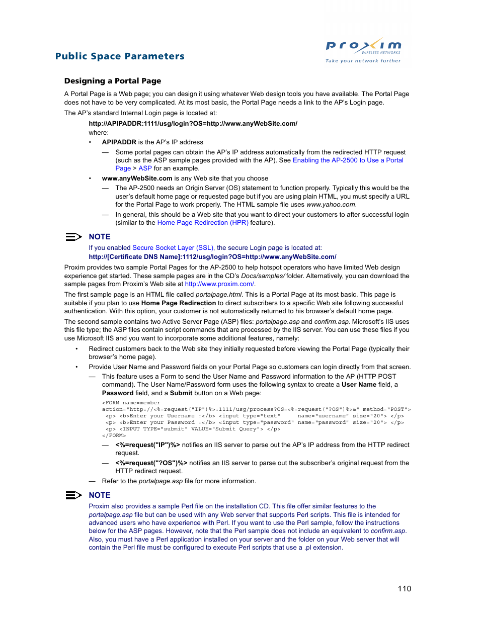 Public space parameters | Proxim ORiNOCO AP-2500 User Manual | Page 110 / 250