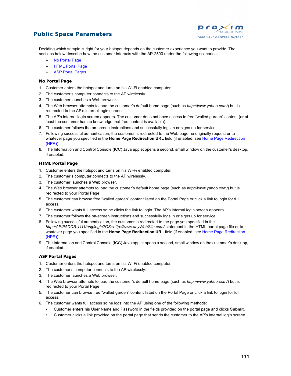 Public space parameters | Proxim ORiNOCO AP-2500 User Manual | Page 111 / 250