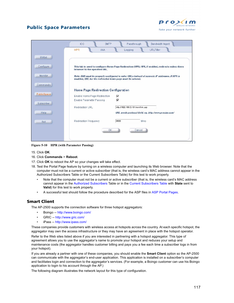 Smart client, Public space parameters | Proxim ORiNOCO AP-2500 User Manual | Page 117 / 250