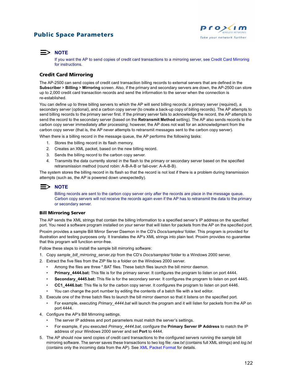 Credit card mirroring, Credit, Card mirroring | Public space parameters | Proxim ORiNOCO AP-2500 User Manual | Page 122 / 250