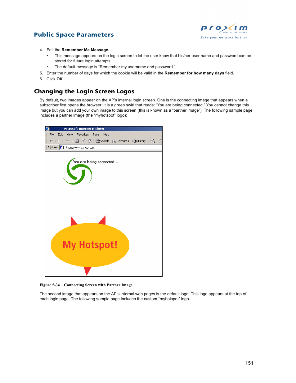 Changing the login screen logos, Changing the login, Screen logos | Public space parameters | Proxim ORiNOCO AP-2500 User Manual | Page 151 / 250