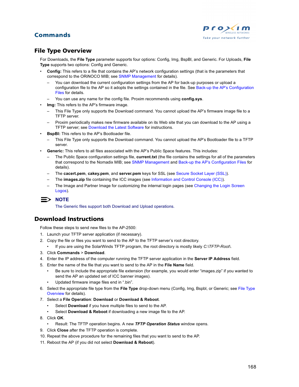 File type overview, Download instructions, File type overview download instructions | Commands file type overview | Proxim ORiNOCO AP-2500 User Manual | Page 168 / 250