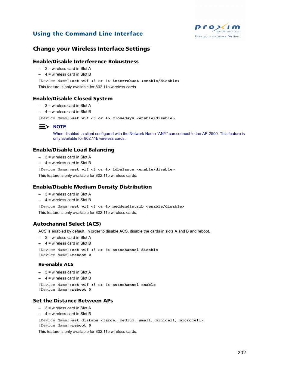 Change your wireless interface settings | Proxim ORiNOCO AP-2500 User Manual | Page 202 / 250