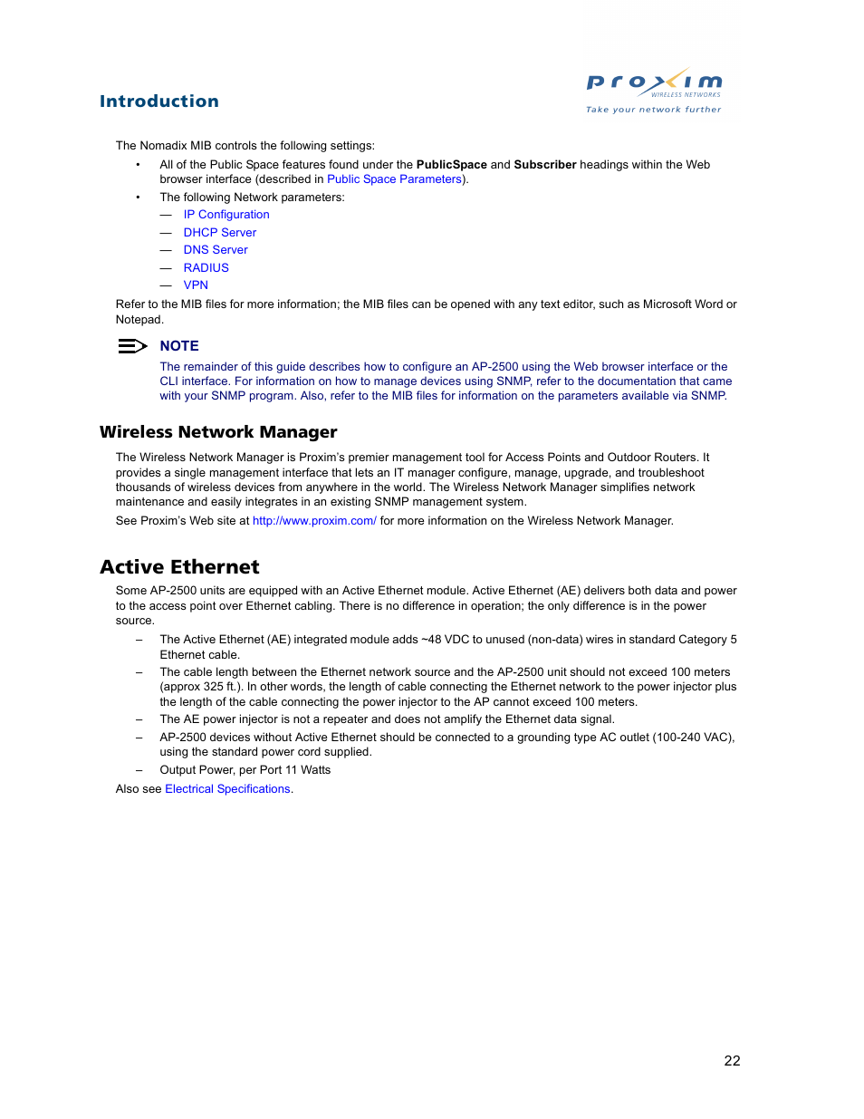 Wireless network manager, Active ethernet, Introduction | Proxim ORiNOCO AP-2500 User Manual | Page 22 / 250