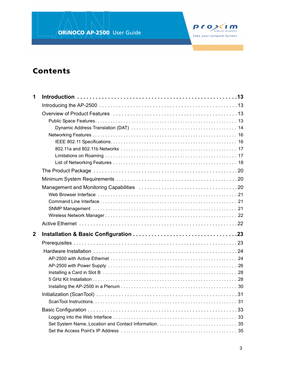 Proxim ORiNOCO AP-2500 User Manual | Page 3 / 250