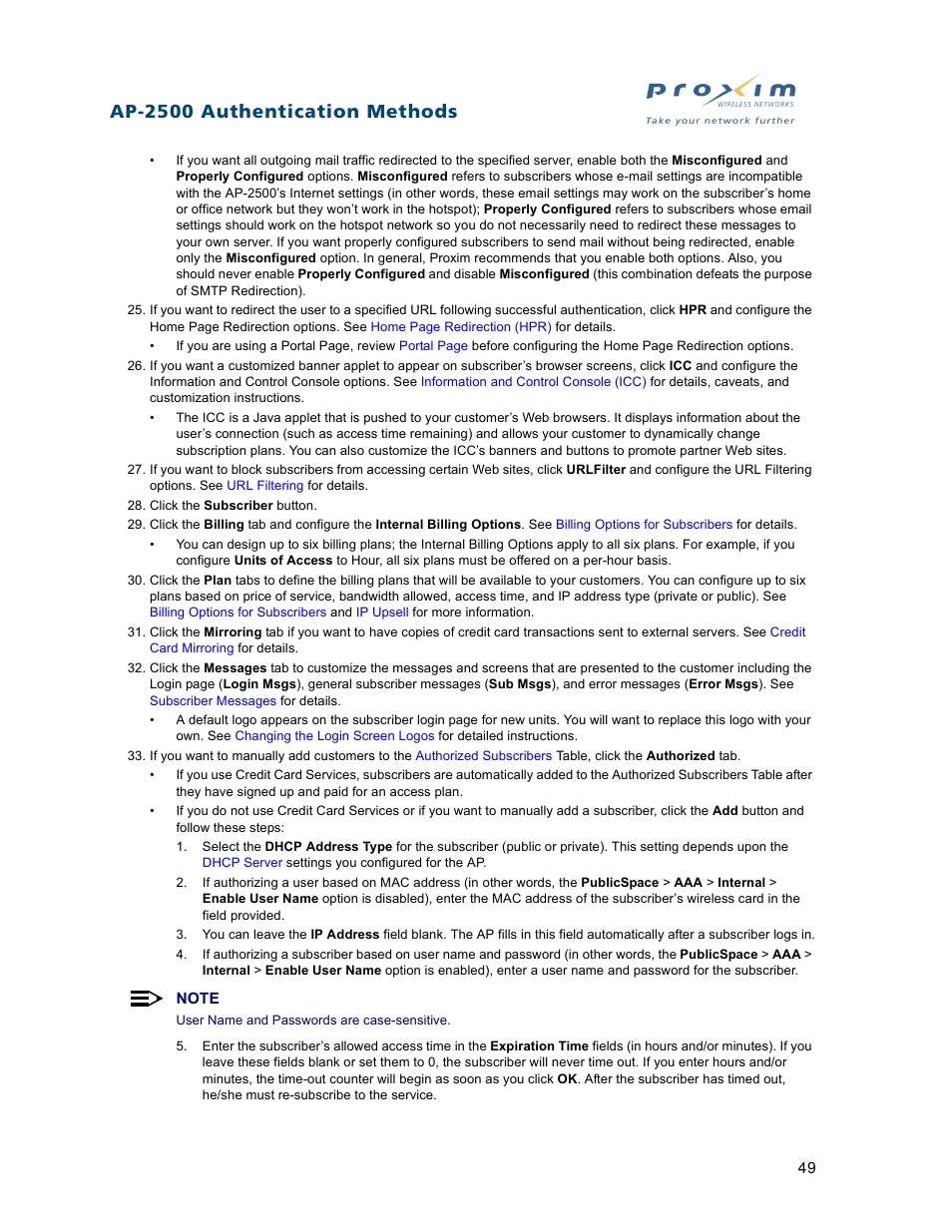 Ap-2500 authentication methods | Proxim ORiNOCO AP-2500 User Manual | Page 49 / 250