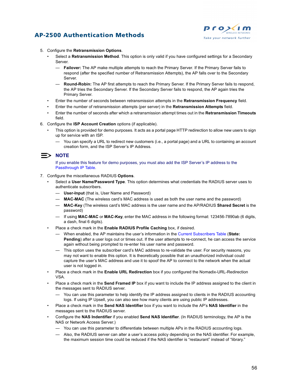 Ap-2500 authentication methods | Proxim ORiNOCO AP-2500 User Manual | Page 56 / 250