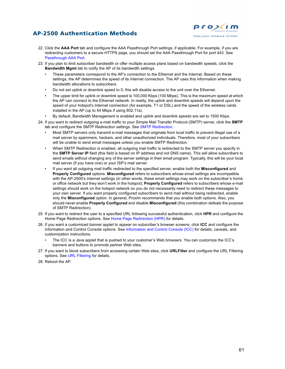 Ap-2500 authentication methods | Proxim ORiNOCO AP-2500 User Manual | Page 61 / 250