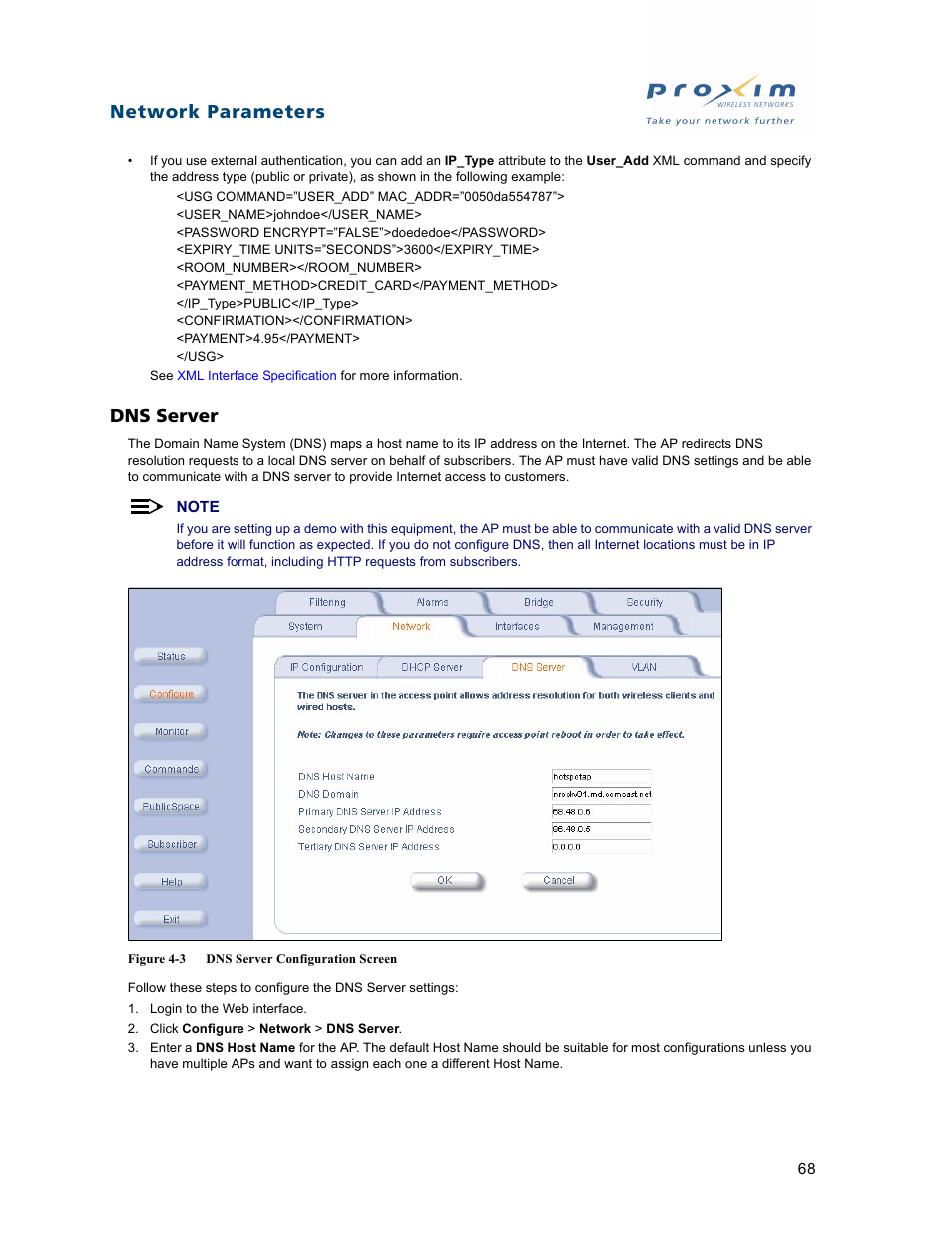 Dns server, Network parameters | Proxim ORiNOCO AP-2500 User Manual | Page 68 / 250