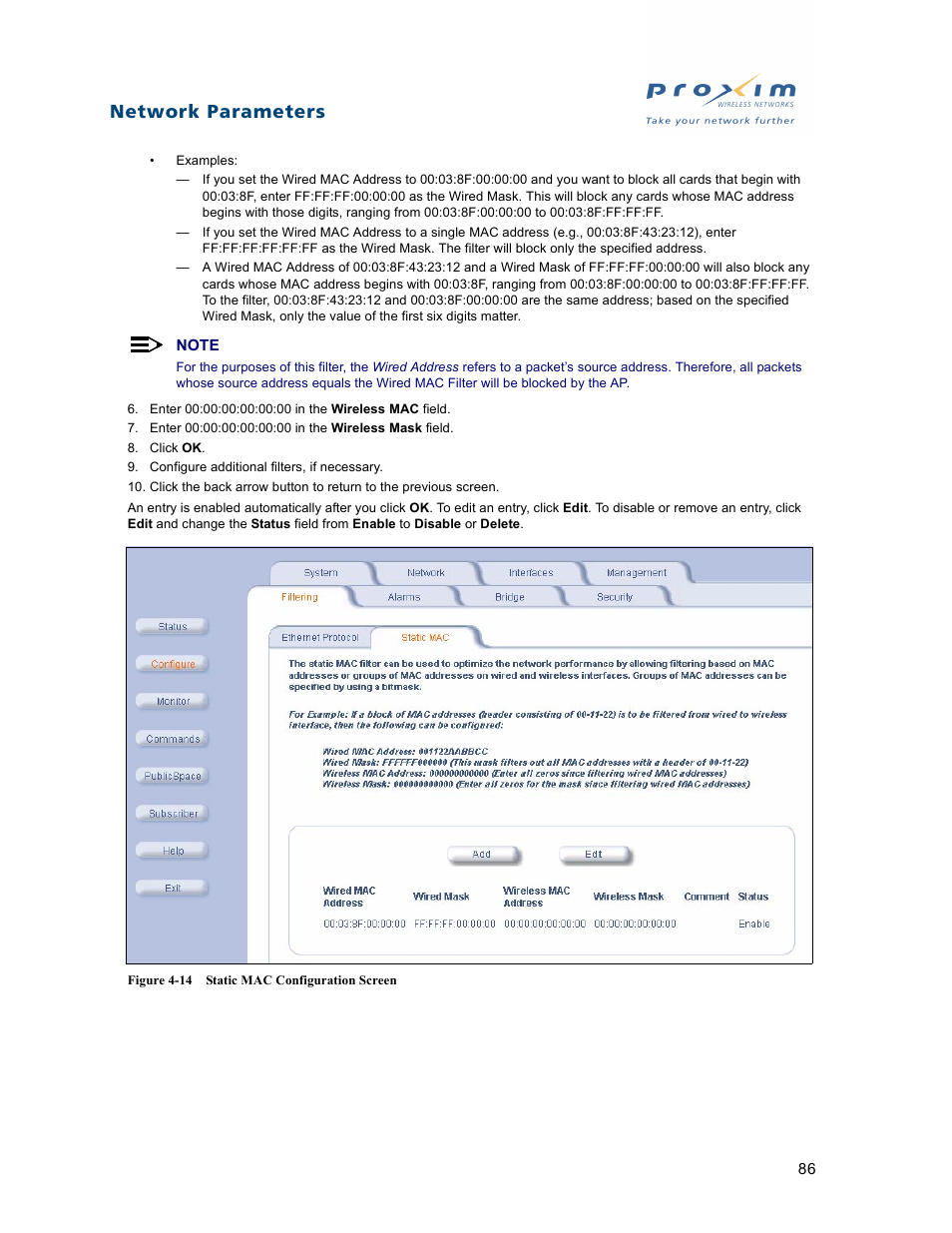 Network parameters | Proxim ORiNOCO AP-2500 User Manual | Page 86 / 250