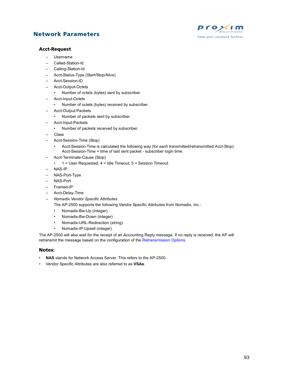 Network parameters | Proxim ORiNOCO AP-2500 User Manual | Page 93 / 250